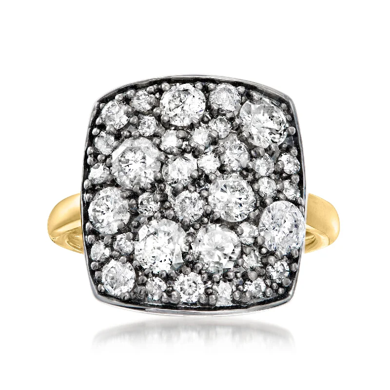 women creative engagement rings -Ross-Simons Diamond Mosaic Cluster Ring in Sterling Silver and 14kt Yellow Gold