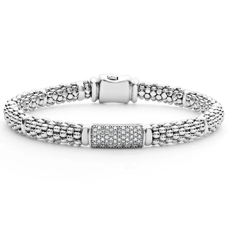 women customized charm bracelets -Lagos 6mm Caviar Diamond Bracelet