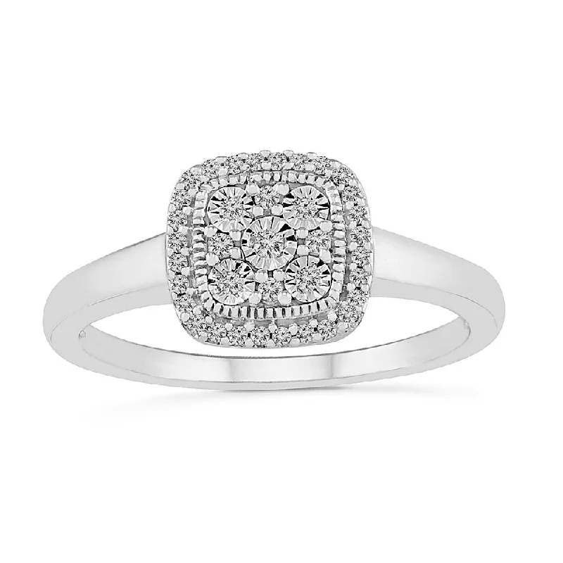 women wedding rings -.12ctw Diamond Square Cluster Ring