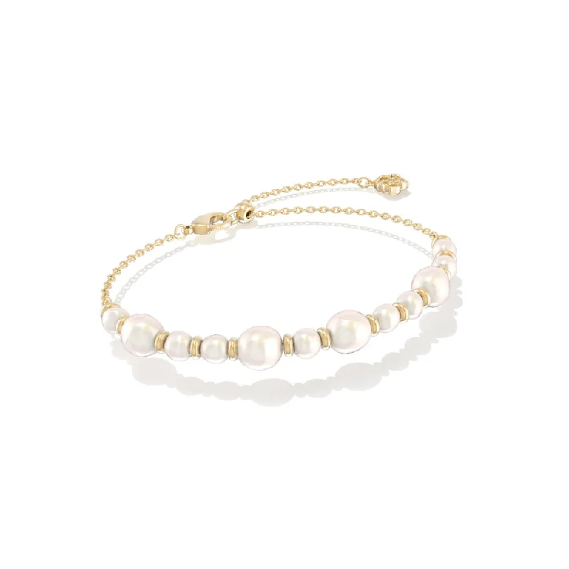 women beaded bangles -Kendra Scott Jovie Gold Beaded Delicate Chain Bracelet