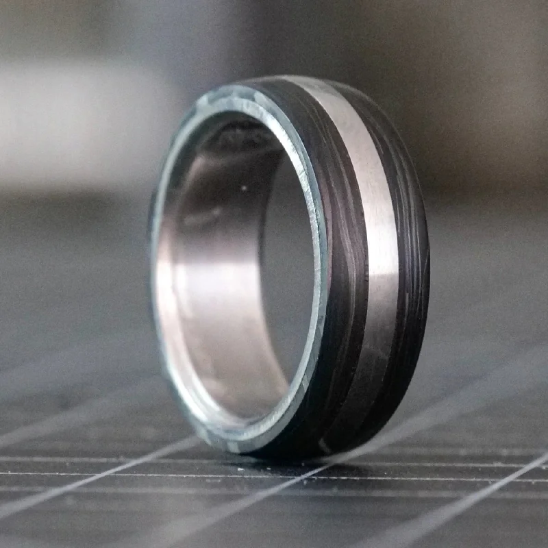 women adjustable rings -The Voyager | Forged Carbon Fiber and Titanium Ring