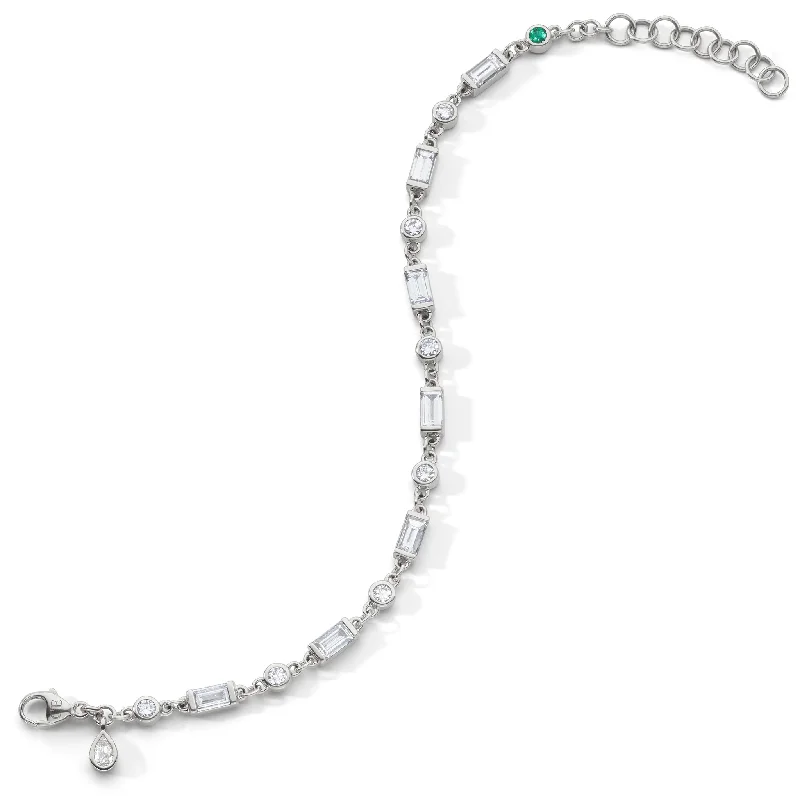 women charm bracelets -Baguette & Round Sapphire Tennis Bracelet