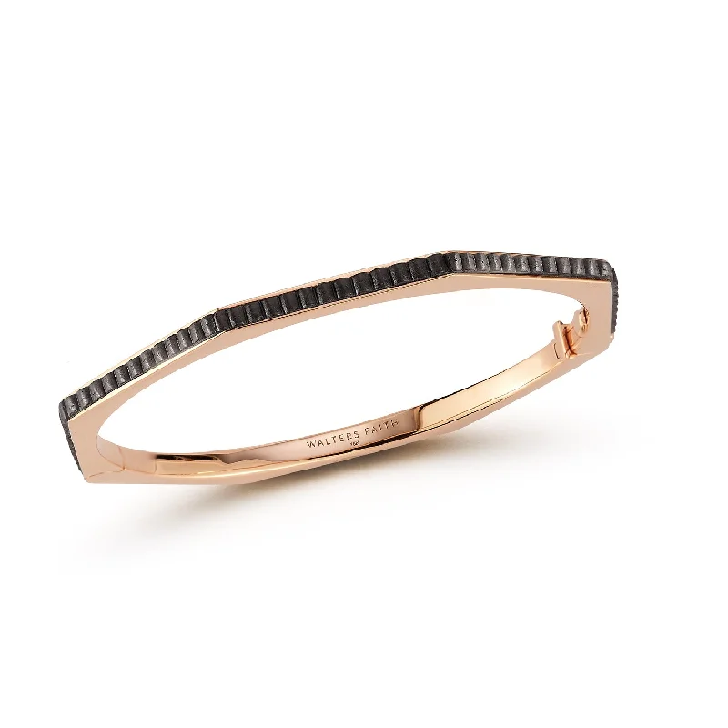 women tennis bracelets -CARRINGTON 18K ROSE GOLD AND EBONY OCTAGON BRACELET