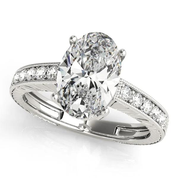 women modern engagement rings -18kt White Gold Vintage-Inspired Engagement Ring Setting