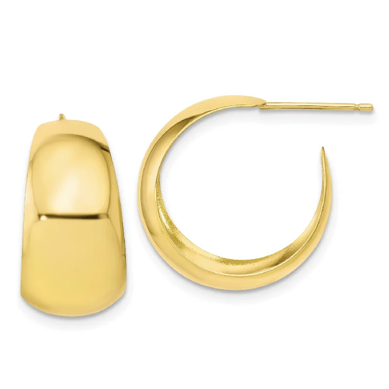 women eco-conscious earrings -10KT Yellow Gold 18.5X10MM Half Hoop Earrings