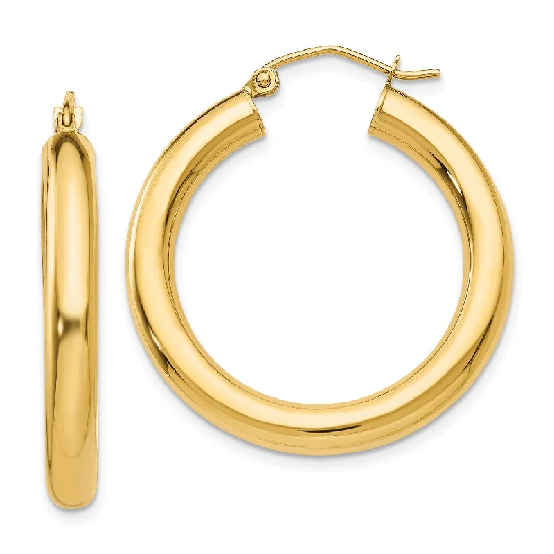 women trendy earrings -14KT Yellow Gold 30X4MM Hoop Earrings