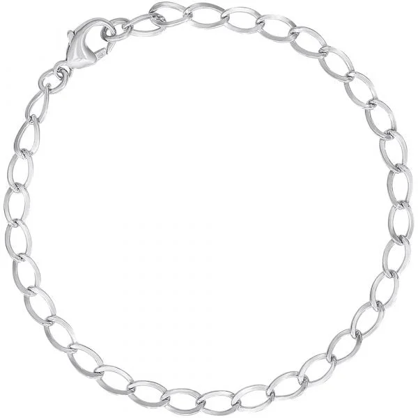 women eco-friendly bracelets -Sterling Silver Curb Link Charm Bracelet 7"