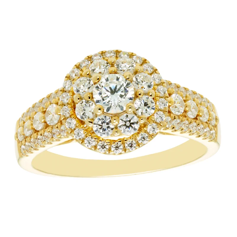 women luxury rings -1ctw Diamond Cluster Halo Ring