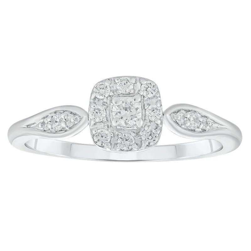 women personalized rings -1/4ctw Diamond Halo Ring