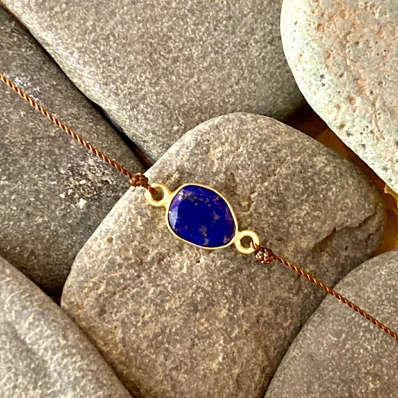 women wedding bracelets -One of a Kind Lapis 18K Gold Bracelet