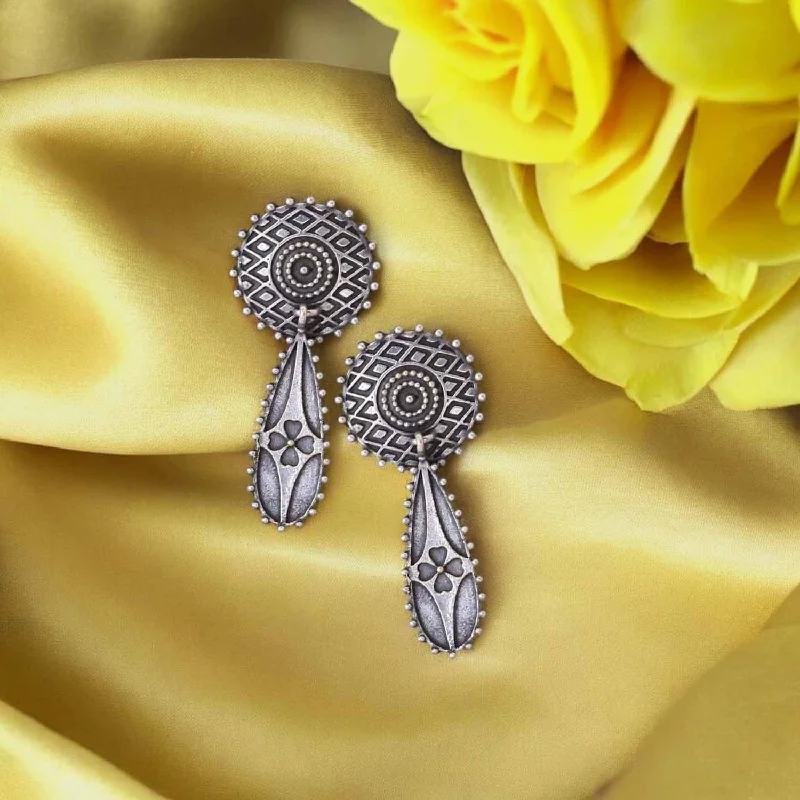 women luxury hoop earrings -Antique Kalti Oxidised Danglers