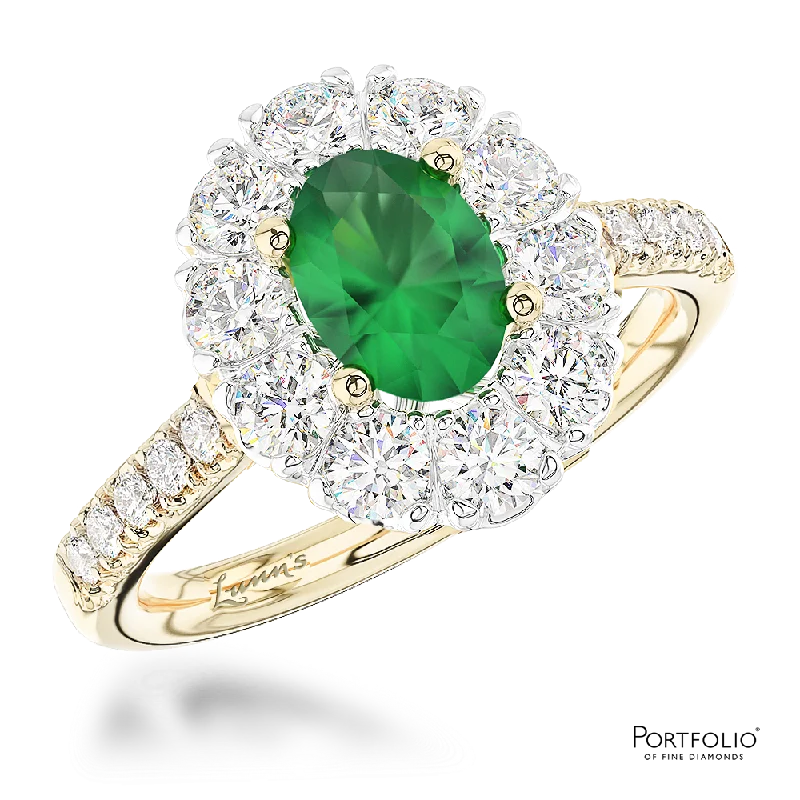 women infinity rings -Cluster 1.19ct Emerald Yellow Gold/Platinum Ring