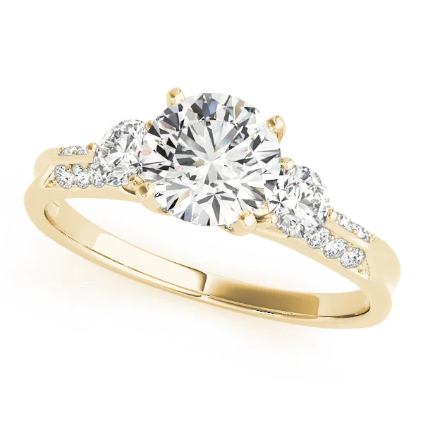 women elegant vintage engagement rings -14kt Yellow Gold Three Stone Engagement Ring Setting