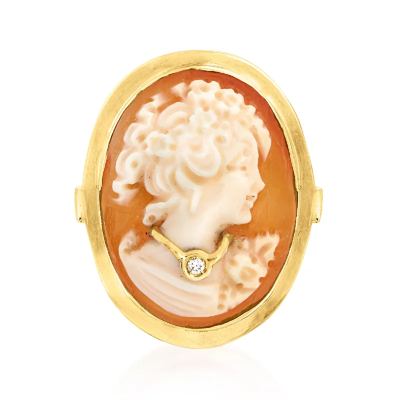 women platinum engagement rings -Ross-Simons Italian Orange Shell Cameo Ring in 18kt Gold Over Sterling