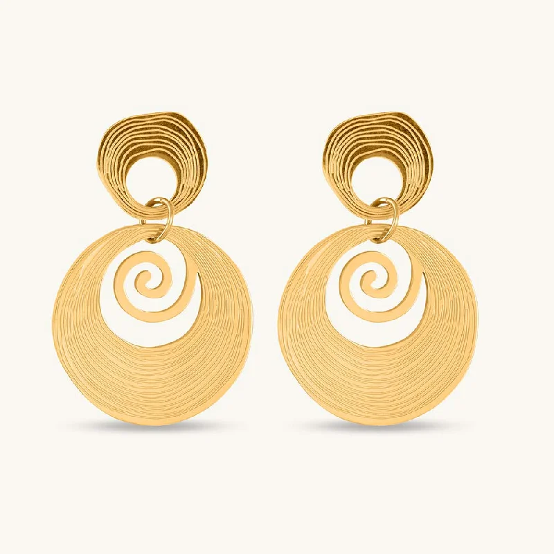 women statement gold earrings -Twirling Circle Earrings