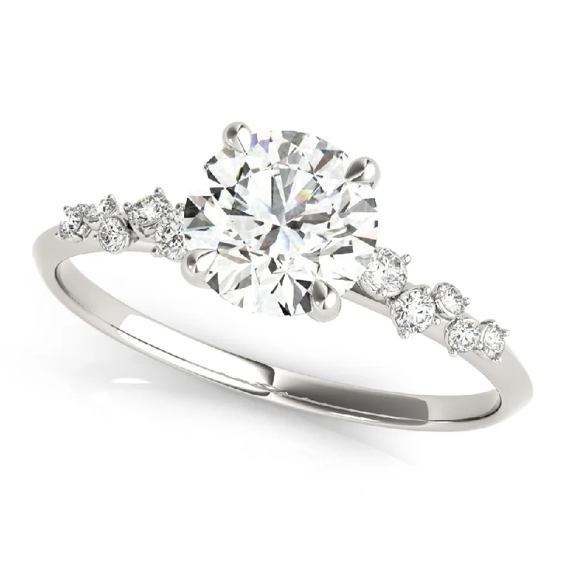 women double halo engagement rings -Jasmine Round Scattered Diamonds Engagement Ring