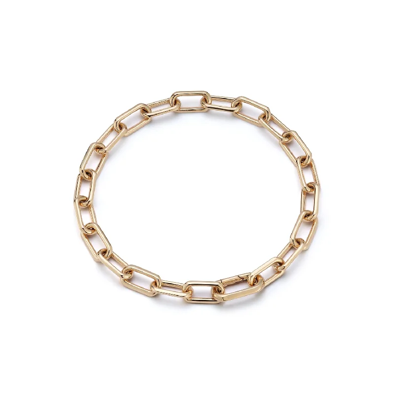 women gemstone bangles -SAXON 18K GOLD CHAIN LINK BRACELET WITH ELONGATED CLASP