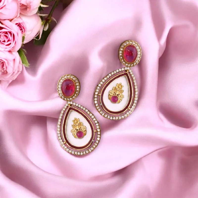 women stud earrings -Wine Pritika Danglers