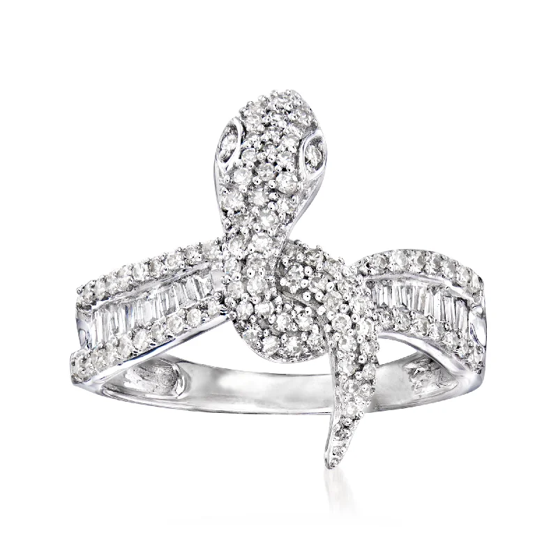 women birthstone engagement rings -Ross-Simons Diamond Snake Ring in 14kt White Gold