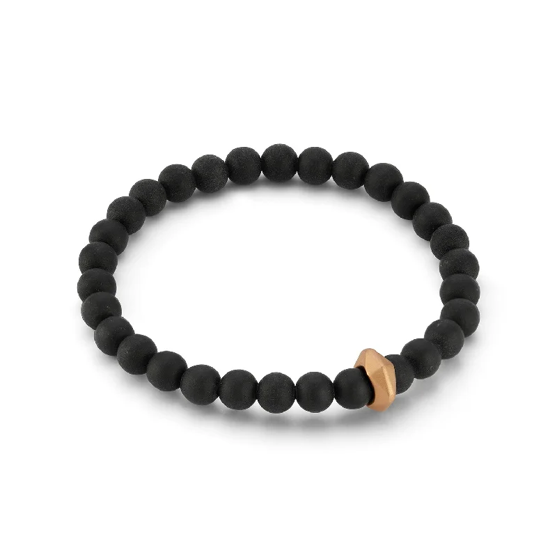 women gemstone bracelets -SYDNEY MATTE ONYX AND 18K ROSE GOLD ORIGAMI BEADED BRACELET