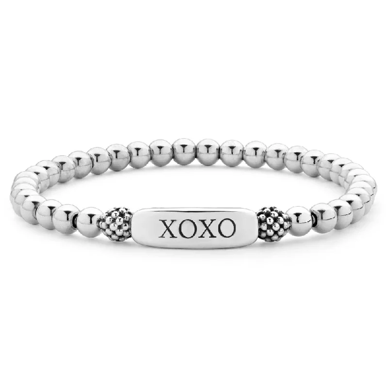 women adjustable bracelets -Lagos Signature Caviar XOXO Station Stretch Bead Bracelet