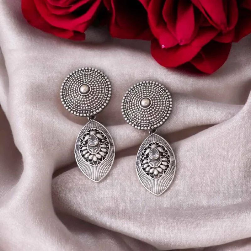 women sterling silver earrings -Antique Shiyalli Oxidised Danglers