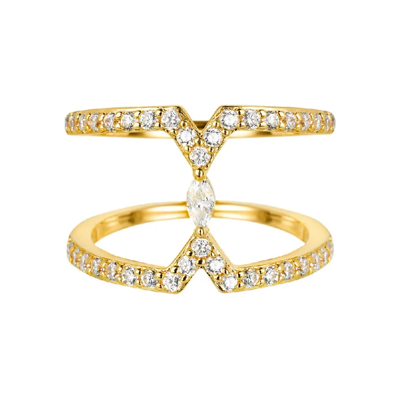 women gold rings -Yellow Gold Marquise Ring