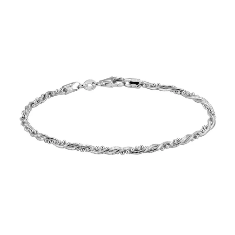 women contemporary bangles -Sterling Silver Twist Beaded Bracelet