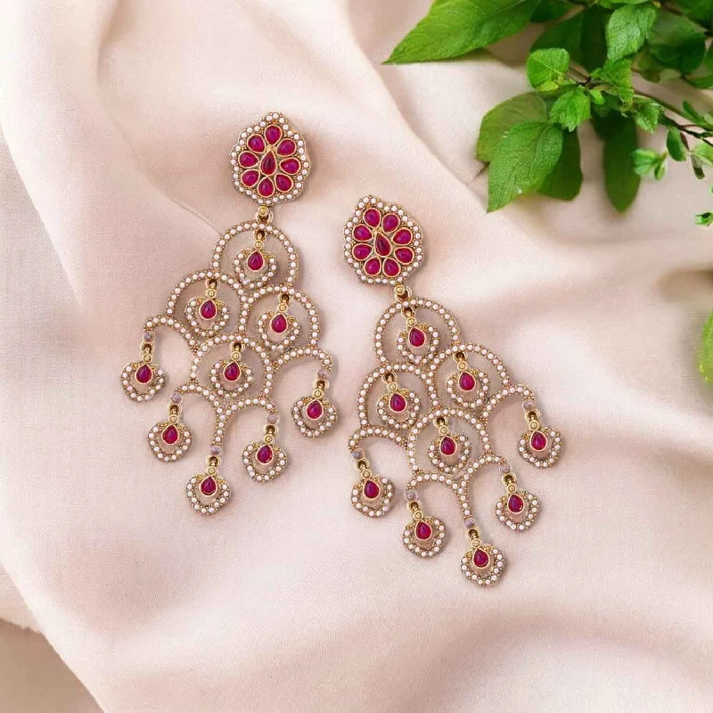 women gemstone earrings -Rani Maalai Danglers