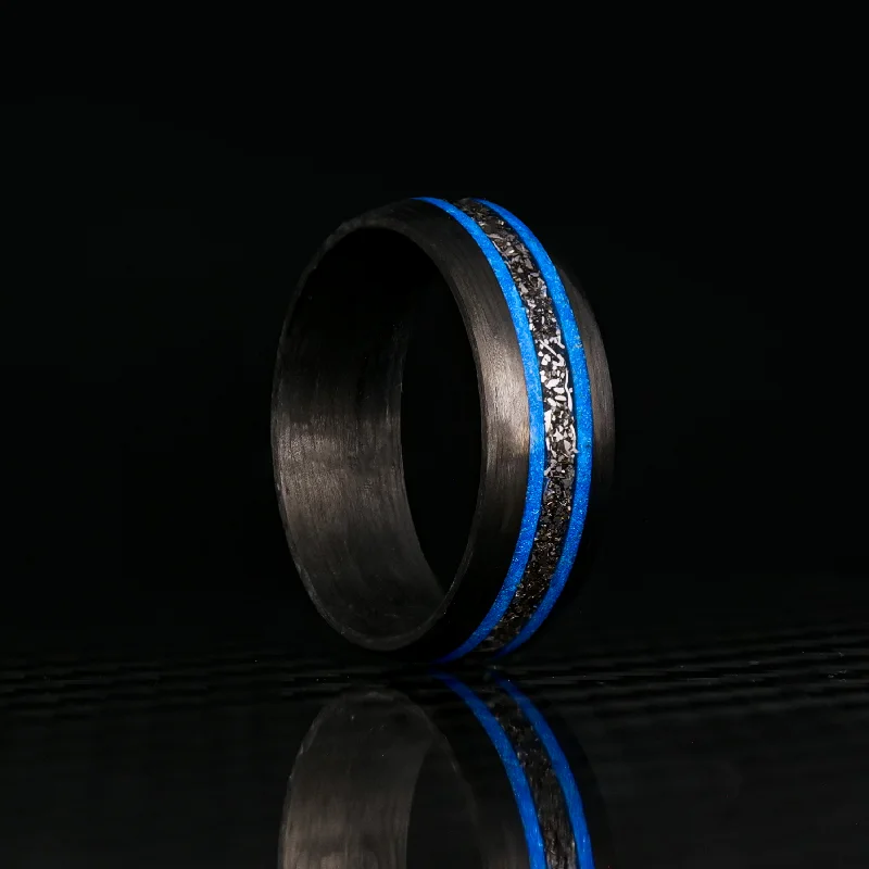 women gold rings -The Hyper Glowstone Ring | Carbon Fiber with Bugatti Wheel Shavings | Striped Edition