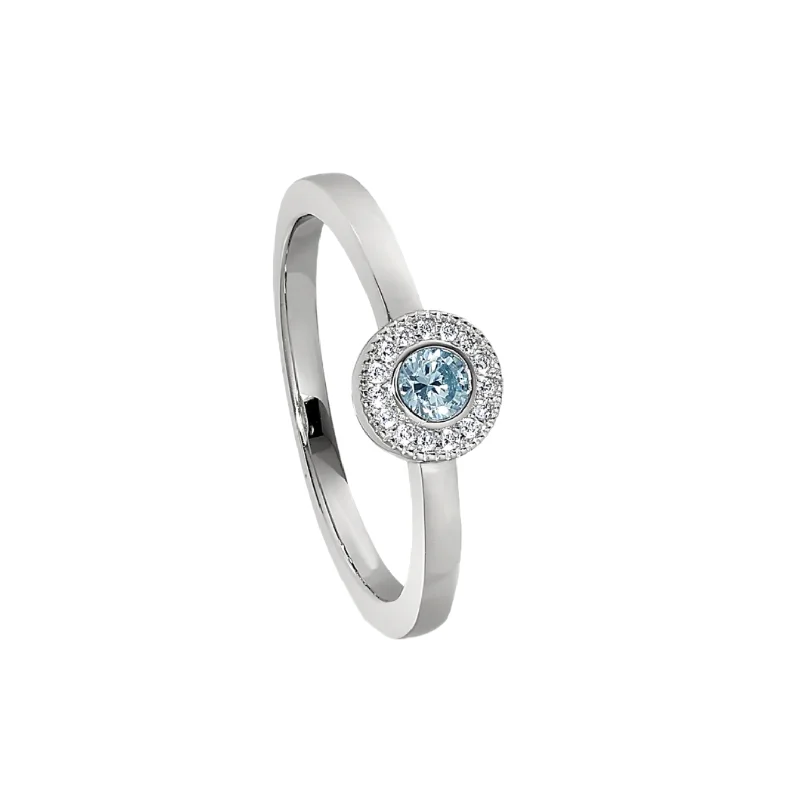 women anniversary rings -Birth Gems Aquamarine Ring