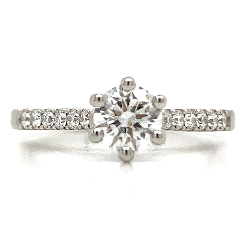 women oval-cut engagement rings -Emily - Platinum 6 Claw .81ct Solitaire Earth Grown Diamond Engagement Ring