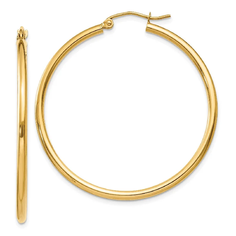 women silver earrings -14KT Yellow Gold 40X2MM Hoop Earrings