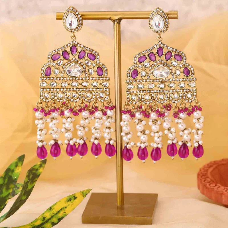 women long drop earrings -Purple Ashuni Chandbalis