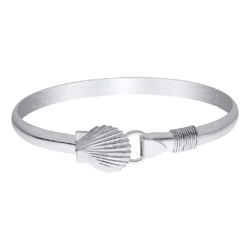 women stacked bracelets -Sterling Silver Scallop Bracelet with Wrap