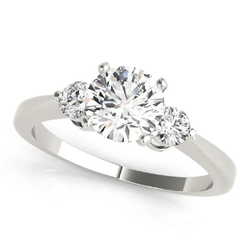 women custom-made engagement rings -Jaza Round Three Stone Diamond Engagement Ring