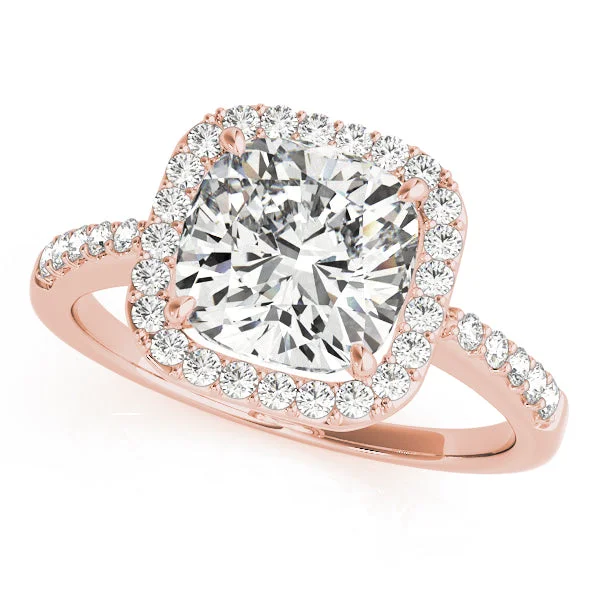 women pave engagement rings -14kt Rose Gold Cushion Cut Halo Engagement Ring Setting