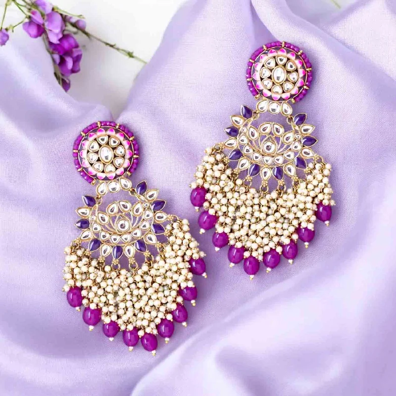 women stud earrings -Purple Shalani Chandbalis