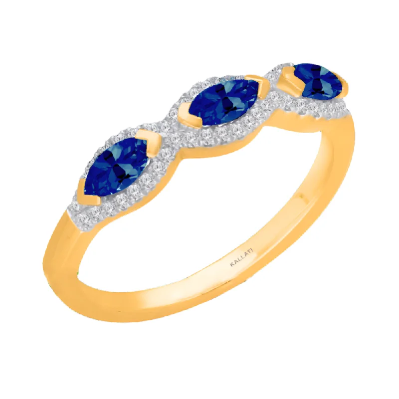 women adjustable wedding rings -Kallati Sapphire Diamond Halo Band