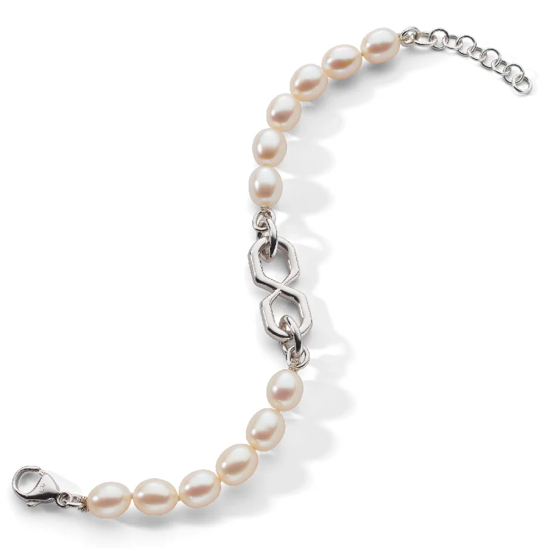 women luxury gold bracelets -"The Symbol" Pearl Infinity Bracelet