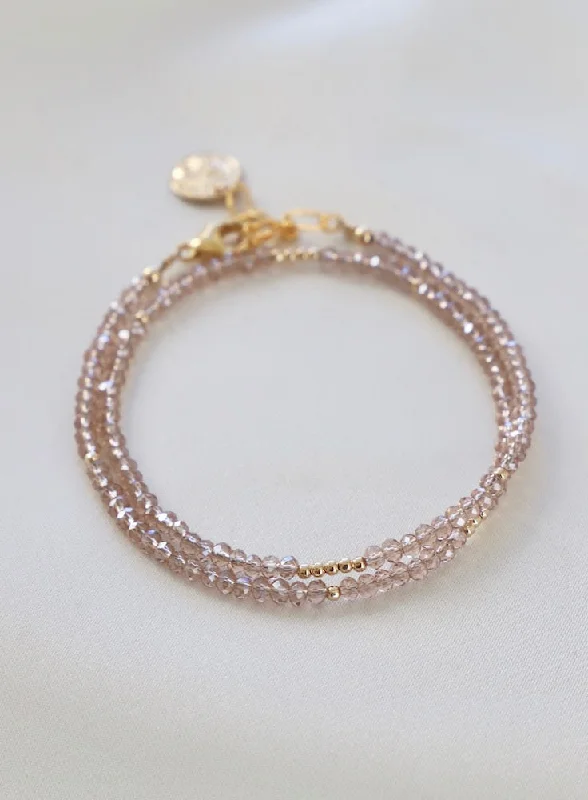 women birthstone bangles -CHAMPAGNE PETITE CRYSTAL DOUBLE WRAP BRACELET