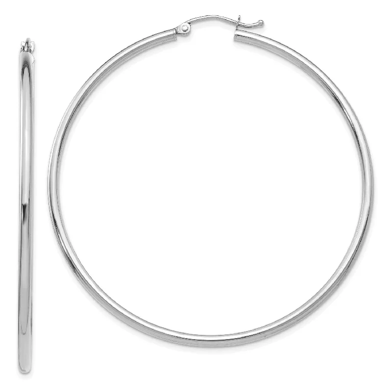 women elegant earrings -10KT White Gold 52X2MM Hoop Earrings