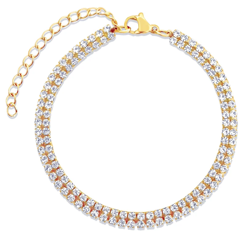 women luxury gold bracelets -Rosie Double Tennis Chain Bracelet