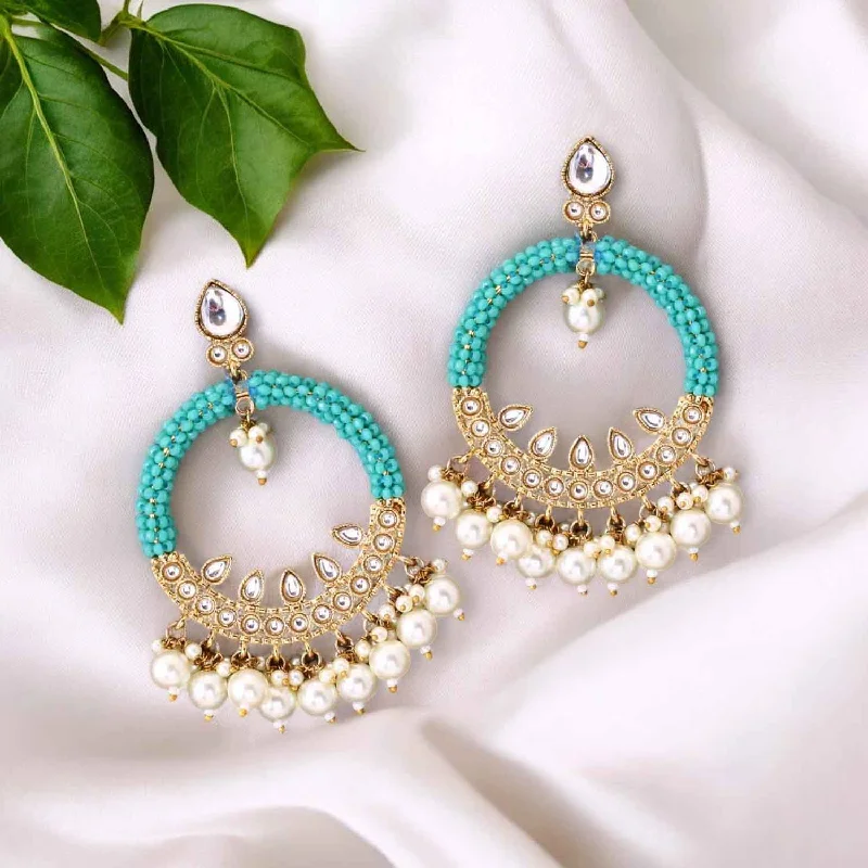 women chic drop earrings -Turquoise Meeru Chandbalis