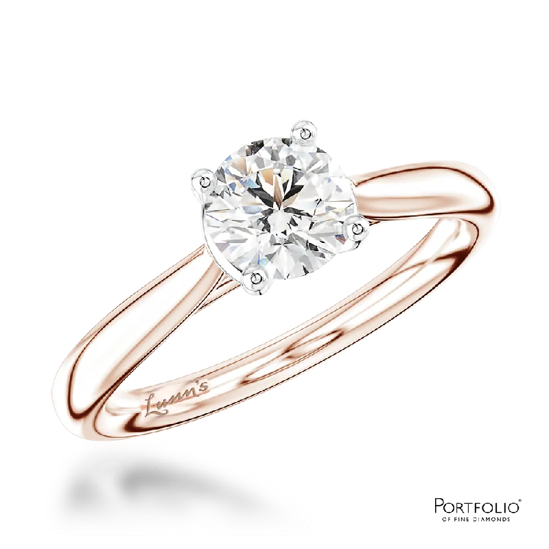 women gemstone rings -Solitaire 0.70ct F VS2 Diamond Rose Gold/Platinum Ring