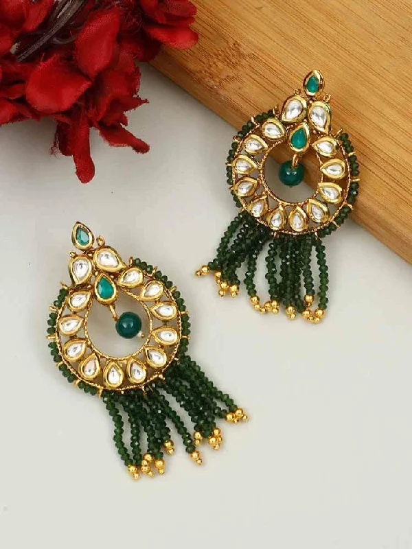 women sparkling earrings -Emerald Omkar Dangler Earrings - EOSS