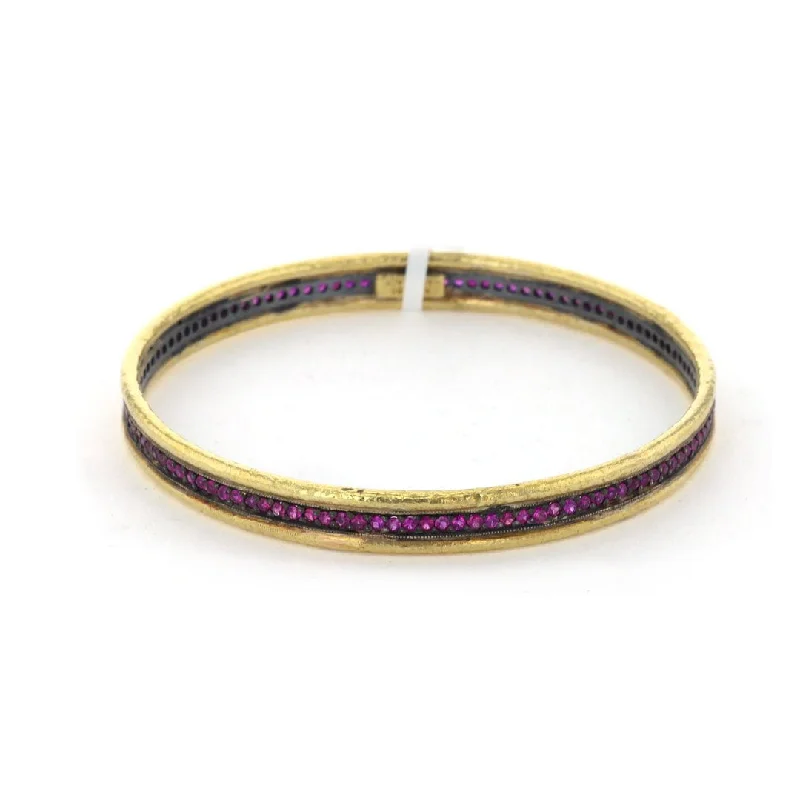 women engraved bracelets -Ruby Silver & 24K Bangle Bracelet