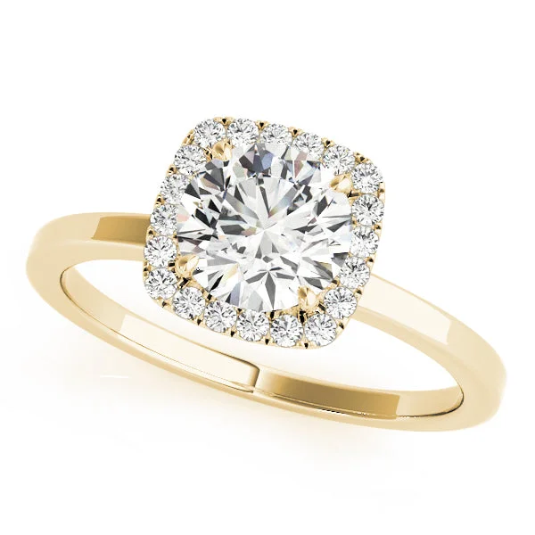 women vintage engagement rings -Yellow Gold Halo Engagement Ring Setting (1/8 ctw)