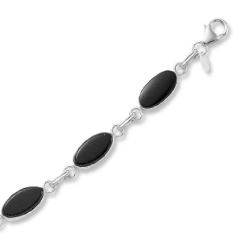 women luxury gold bracelets -Sterling Silver Onyx Bracelet