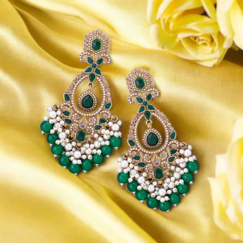 women vintage stud earrings -Emerald Aamira Danglers